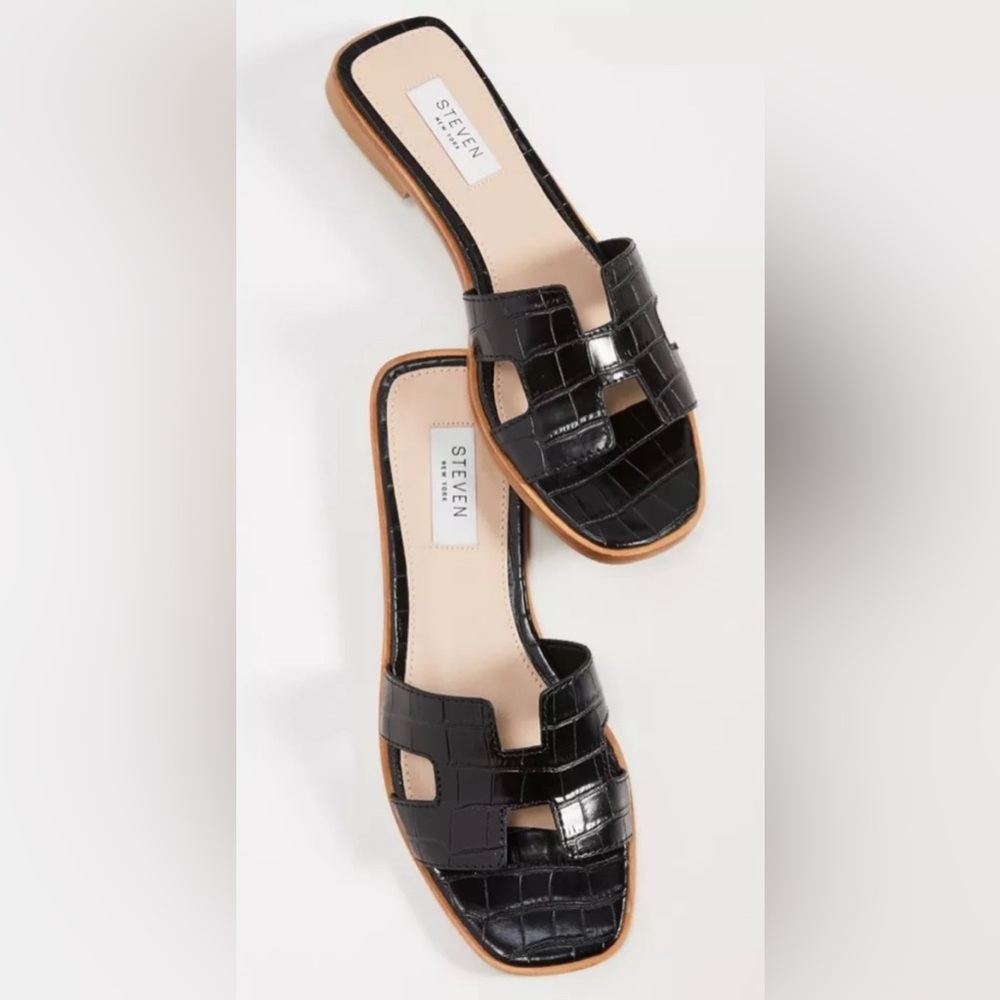 Steven New York Harlien Croc Embossed Slide Sandal (7.5)
